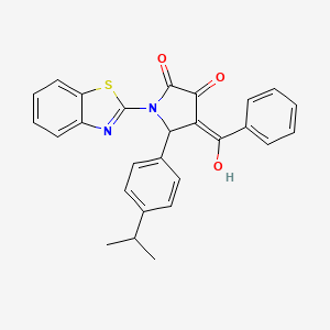 molecular formula C27H22N2O3S B11514056 1-(1,3-benzothiazol-2-yl)-3-hydroxy-4-(phenylcarbonyl)-5-[4-(propan-2-yl)phenyl]-1,5-dihydro-2H-pyrrol-2-one 