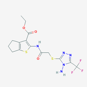 ethyl 2-[({[4-amino-5-(trifluoromethyl)-4H-1,2,4-triazol-3-yl]sulfanyl}acetyl)amino]-5,6-dihydro-4H-cyclopenta[b]thiophene-3-carboxylate