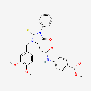 Methyl 4-({[3-(3,4-dimethoxybenzyl)-5-oxo-1-phenyl-2-thioxoimidazolidin-4-yl]acetyl}amino)benzoate