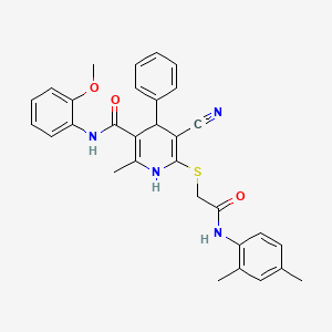 molecular formula C31H30N4O3S B11514081 5-cyano-6-({2-[(2,4-dimethylphenyl)amino]-2-oxoethyl}sulfanyl)-N-(2-methoxyphenyl)-2-methyl-4-phenyl-1,4-dihydropyridine-3-carboxamide 