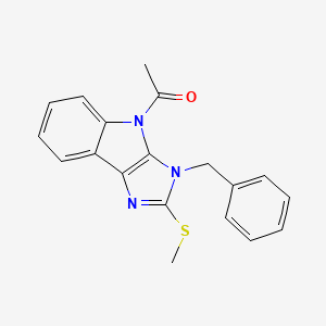 molecular formula C19H17N3OS B11514090 1-(1-Benzyl-2-methylsulfanyl-1H-1,3,8-triaza-cyclopenta[a]inden-8-yl)-ethanone 