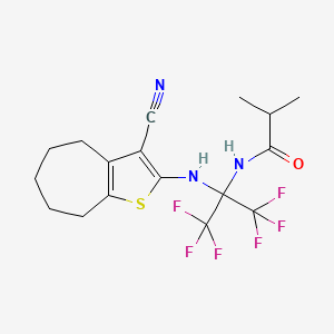 N-{2-[(3-cyano-5,6,7,8-tetrahydro-4H-cyclohepta[b]thiophen-2-yl)amino]-1,1,1,3,3,3-hexafluoropropan-2-yl}-2-methylpropanamide