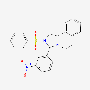 molecular formula C23H21N3O4S B11514133 3-(3-Nitrophenyl)-2-(phenylsulfonyl)-1,2,3,5,6,10b-hexahydroimidazo[5,1-a]isoquinoline 