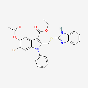 ethyl 5-(acetyloxy)-2-[(1H-benzimidazol-2-ylsulfanyl)methyl]-6-bromo-1-phenyl-1H-indole-3-carboxylate