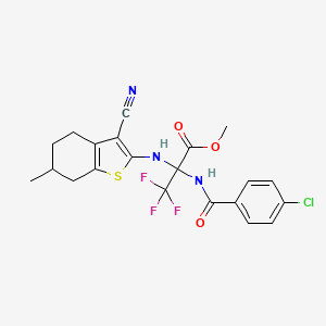 Methyl 2-[(4-chlorophenyl)formamido]-2-[(3-cyano-6-methyl-4,5,6,7-tetrahydro-1-benzothiophen-2-YL)amino]-3,3,3-trifluoropropanoate