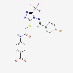 methyl 4-[({[4-{[(E)-(4-bromophenyl)methylidene]amino}-5-(trifluoromethyl)-4H-1,2,4-triazol-3-yl]sulfanyl}acetyl)amino]benzoate