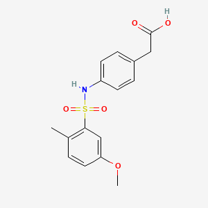 molecular formula C16H17NO5S B11514207 (4-{[(5-Methoxy-2-methylphenyl)sulfonyl]amino}phenyl)acetic acid 