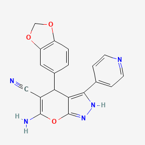 6-Amino-4-(1,3-benzodioxol-5-yl)-3-(pyridin-4-yl)-1,4-dihydropyrano[2,3-c]pyrazole-5-carbonitrile