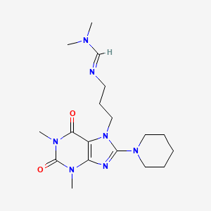 N'-{3-[1,3-dimethyl-2,6-dioxo-8-(piperidin-1-yl)-1,2,3,6-tetrahydro-7H-purin-7-yl]propyl}-N,N-dimethylimidoformamide