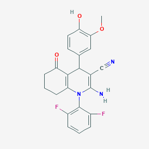 2-Amino-1-(2,6-difluorophenyl)-4-(4-hydroxy-3-methoxyphenyl)-5-oxo-1,4,5,6,7,8-hexahydroquinoline-3-carbonitrile