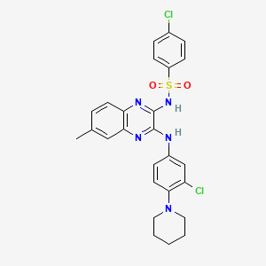 molecular formula C26H25Cl2N5O2S B11514269 4-chloro-N-(3-{[3-chloro-4-(piperidin-1-yl)phenyl]amino}-6-methylquinoxalin-2-yl)benzenesulfonamide 