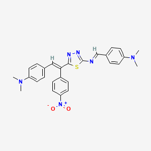 N-{(E)-[4-(dimethylamino)phenyl]methylidene}-5-[(E)-2-[4-(dimethylamino)phenyl]-1-(4-nitrophenyl)ethenyl]-1,3,4-thiadiazol-2-amine