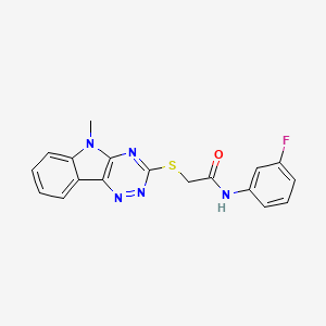 molecular formula C18H14FN5OS B11514301 N-(3-Fluorophenyl)-2-({5-methyl-5H-[1,2,4]triazino[5,6-B]indol-3-YL}sulfanyl)acetamide 