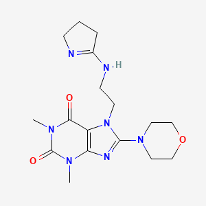 molecular formula C17H25N7O3 B11514307 1,3-dimethyl-8-(morpholin-4-yl)-7-{2-[(2E)-pyrrolidin-2-ylideneamino]ethyl}-3,7-dihydro-1H-purine-2,6-dione 