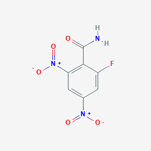 molecular formula C7H4FN3O5 B11514325 2-Fluoro-4,6-dinitrobenzamide 