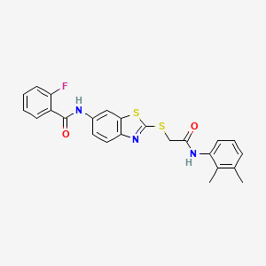 molecular formula C24H20FN3O2S2 B11514348 N-[2-({2-[(2,3-dimethylphenyl)amino]-2-oxoethyl}sulfanyl)-1,3-benzothiazol-6-yl]-2-fluorobenzamide 