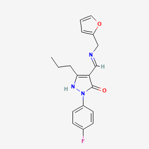 (4E)-2-(4-fluorophenyl)-4-{[(furan-2-ylmethyl)amino]methylidene}-5-propyl-2,4-dihydro-3H-pyrazol-3-one