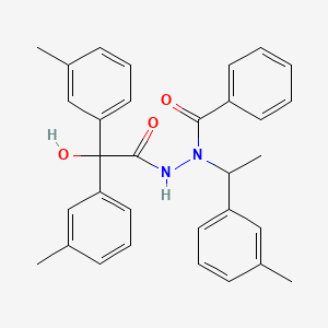 molecular formula C32H32N2O3 B11514404 N'-{hydroxy[bis(3-methylphenyl)]acetyl}-N-[1-(3-methylphenyl)ethyl]benzohydrazide 