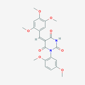 (5E)-1-(2,5-dimethoxyphenyl)-5-[(2,4,5-trimethoxyphenyl)methylidene]-1,3-diazinane-2,4,6-trione