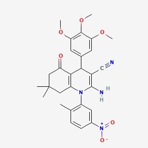 2-Amino-7,7-dimethyl-1-(2-methyl-5-nitrophenyl)-5-oxo-4-(3,4,5-trimethoxyphenyl)-1,4,5,6,7,8-hexahydroquinoline-3-carbonitrile