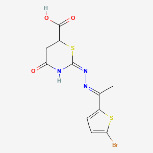 (2E)-2-{(2E)-[1-(5-bromothiophen-2-yl)ethylidene]hydrazinylidene}-4-oxo-1,3-thiazinane-6-carboxylic acid