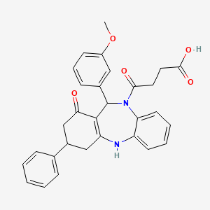 4-[1-hydroxy-11-(3-methoxyphenyl)-3-phenyl-2,3,4,11-tetrahydro-10H-dibenzo[b,e][1,4]diazepin-10-yl]-4-oxobutanoic acid