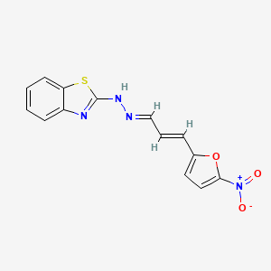 molecular formula C14H10N4O3S B11514501 Propenal, 3-(5-nitro-2-furyl)-, (2-benzothiazolyl)hydrazone 