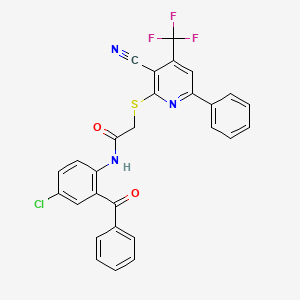 N-[4-chloro-2-(phenylcarbonyl)phenyl]-2-{[3-cyano-6-phenyl-4-(trifluoromethyl)pyridin-2-yl]sulfanyl}acetamide