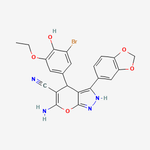 6-Amino-3-(1,3-benzodioxol-5-yl)-4-(3-bromo-5-ethoxy-4-hydroxyphenyl)-1,4-dihydropyrano[2,3-c]pyrazole-5-carbonitrile