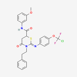 (2E)-2-({4-[chloro(difluoro)methoxy]phenyl}imino)-N-(3-methoxyphenyl)-4-oxo-3-(2-phenylethyl)-1,3-thiazinane-6-carboxamide