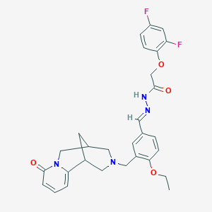 molecular formula C29H30F2N4O4 B11514569 2-(2,4-difluorophenoxy)-N'-[(E)-{4-ethoxy-3-[(8-oxo-1,5,6,8-tetrahydro-2H-1,5-methanopyrido[1,2-a][1,5]diazocin-3(4H)-yl)methyl]phenyl}methylidene]acetohydrazide 