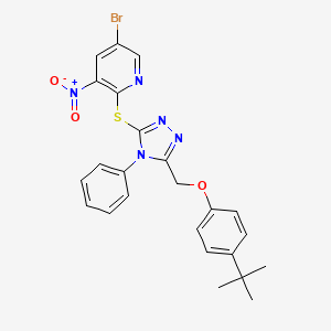 5-bromo-2-({5-[(4-tert-butylphenoxy)methyl]-4-phenyl-4H-1,2,4-triazol-3-yl}sulfanyl)-3-nitropyridine