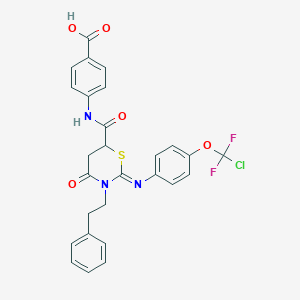 4-({[(2Z)-2-({4-[chloro(difluoro)methoxy]phenyl}imino)-4-oxo-3-(2-phenylethyl)-1,3-thiazinan-6-yl]carbonyl}amino)benzoic acid