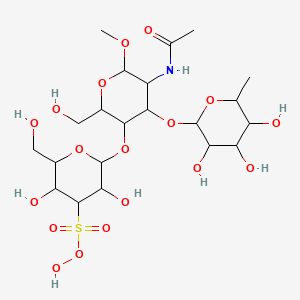 molecular formula C₂₁H₃₇NO₁₈S B1151465 2-[5-Acetamido-2-(hydroxymethyl)-6-methoxy-4-(3,4,5-trihydroxy-6-methyloxan-2-yl)oxyoxan-3-yl]oxy-3,5-dihydroxy-6-(hydroxymethyl)oxane-4-sulfonoperoxoic acid 