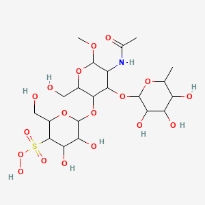 molecular formula C₂₁H₃₇NO₁₈S B1151466 6-[5-Acetamido-2-(hydroxymethyl)-6-methoxy-4-(3,4,5-trihydroxy-6-methyloxan-2-yl)oxyoxan-3-yl]oxy-4,5-dihydroxy-2-(hydroxymethyl)oxane-3-sulfonoperoxoic acid 