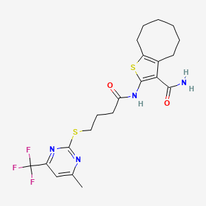 2-[(4-{[4-Methyl-6-(trifluoromethyl)pyrimidin-2-yl]sulfanyl}butanoyl)amino]-4,5,6,7,8,9-hexahydrocycloocta[b]thiophene-3-carboxamide