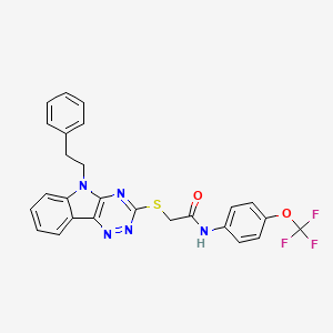 2-{[5-(2-phenylethyl)-5H-[1,2,4]triazino[5,6-b]indol-3-yl]sulfanyl}-N-[4-(trifluoromethoxy)phenyl]acetamide