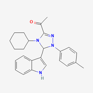 1-[4-cyclohexyl-5-(1H-indol-3-yl)-1-(4-methylphenyl)-4,5-dihydro-1H-1,2,4-triazol-3-yl]ethanone