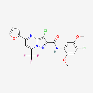 3-chloro-N-(4-chloro-2,5-dimethoxyphenyl)-5-(furan-2-yl)-7-(trifluoromethyl)pyrazolo[1,5-a]pyrimidine-2-carboxamide