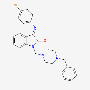 (3Z)-1-[(4-benzylpiperazin-1-yl)methyl]-3-[(4-bromophenyl)imino]-1,3-dihydro-2H-indol-2-one