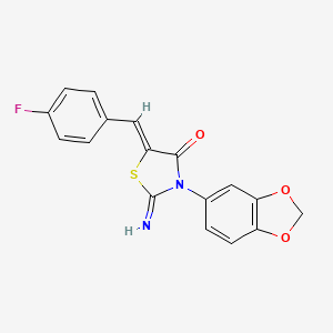 molecular formula C17H11FN2O3S B11514855 (5Z)-3-(1,3-benzodioxol-5-yl)-5-(4-fluorobenzylidene)-2-imino-1,3-thiazolidin-4-one 