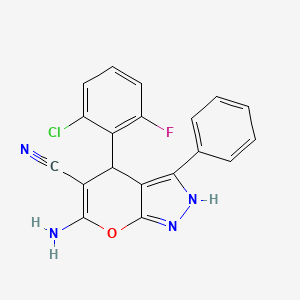 6-Amino-4-(2-chloro-6-fluorophenyl)-3-phenyl-1,4-dihydropyrano[2,3-c]pyrazole-5-carbonitrile