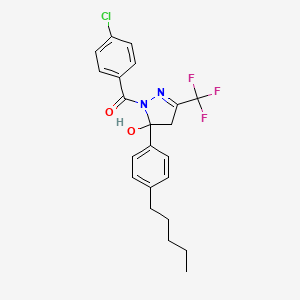 (4-chlorophenyl)[5-hydroxy-5-(4-pentylphenyl)-3-(trifluoromethyl)-4,5-dihydro-1H-pyrazol-1-yl]methanone