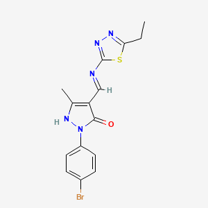 (4E)-2-(4-bromophenyl)-4-{[(5-ethyl-1,3,4-thiadiazol-2-yl)amino]methylidene}-5-methyl-2,4-dihydro-3H-pyrazol-3-one