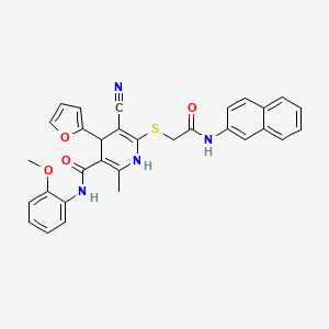 5-cyano-4-(furan-2-yl)-N-(2-methoxyphenyl)-2-methyl-6-{[2-(naphthalen-2-ylamino)-2-oxoethyl]sulfanyl}-1,4-dihydropyridine-3-carboxamide