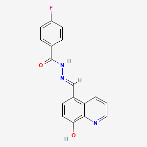 molecular formula C17H12FN3O2 B11514961 4-fluoro-N'-[(E)-(8-hydroxyquinolin-5-yl)methylidene]benzohydrazide 