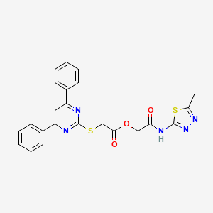 molecular formula C23H19N5O3S2 B11514969 2-[(5-Methyl-1,3,4-thiadiazol-2-yl)amino]-2-oxoethyl [(4,6-diphenylpyrimidin-2-yl)sulfanyl]acetate 