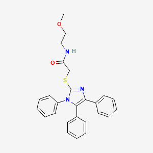 molecular formula C26H25N3O2S B11514975 N-(2-methoxyethyl)-2-[(1,4,5-triphenyl-1H-imidazol-2-yl)sulfanyl]acetamide 