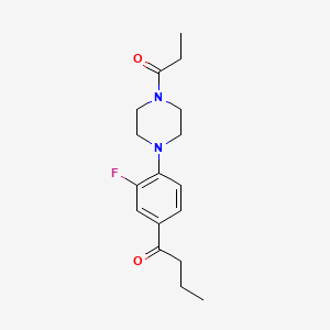 1-[3-Fluoro-4-(4-propanoylpiperazin-1-yl)phenyl]butan-1-one