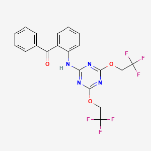 molecular formula C20H14F6N4O3 B11514981 (2-{[4,6-Bis(2,2,2-trifluoroethoxy)-1,3,5-triazin-2-yl]amino}phenyl)(phenyl)methanone 